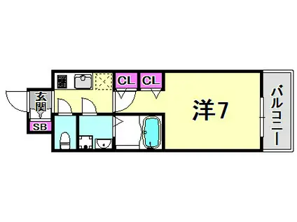 スプランディッド神戸北野(1K/2階)の間取り写真