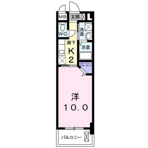 ルイシャトレ鏡(1K/1階)の間取り写真