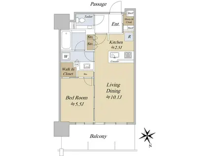 グランドシティタワー池袋(1LDK/10階)の間取り写真
