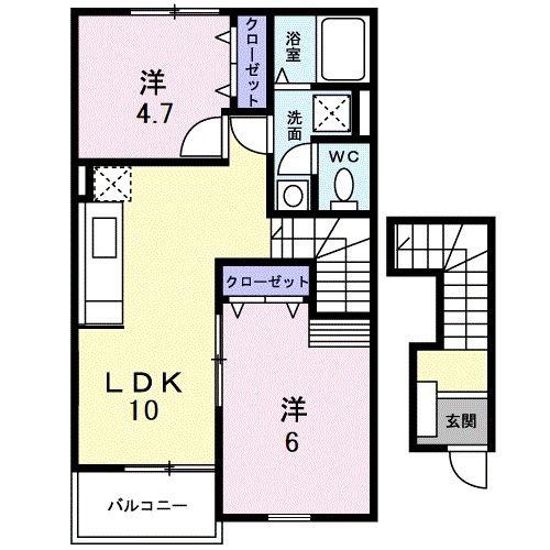 ウランタン壱番館(2LDK/2階)の間取り写真