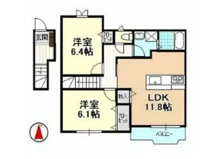 セイバリーデコ(2LDK/2階)の間取り写真