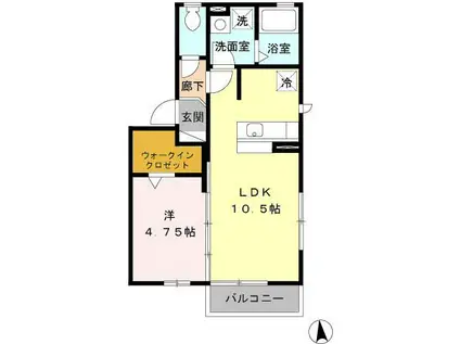 カーサマルジュー(1LDK/2階)の間取り写真