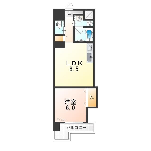 住吉橋ポルト(1LDK/7階)の間取り写真