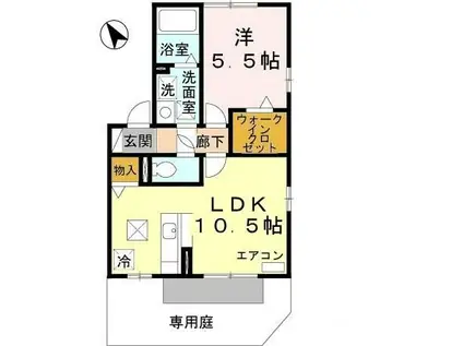 ウィルモア・ファーム B棟(1LDK/1階)の間取り写真