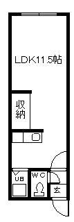 クリーンハイツカイホークA(1K/2階)の間取り写真