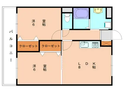 TENSHOWビル(2LDK/4階)の間取り写真