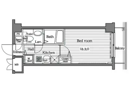ガラシティ大崎(1K/6階)の間取り写真