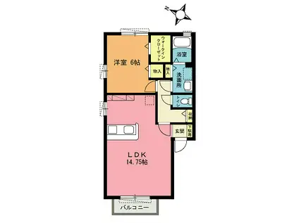 リヴェール III(1LDK/1階)の間取り写真
