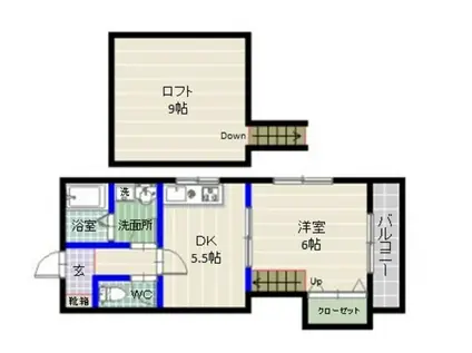 ウィンザー荒江II(1DK/1階)の間取り写真