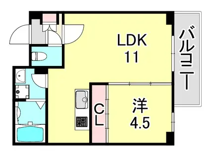 アリビラ六甲(1LDK/1階)の間取り写真