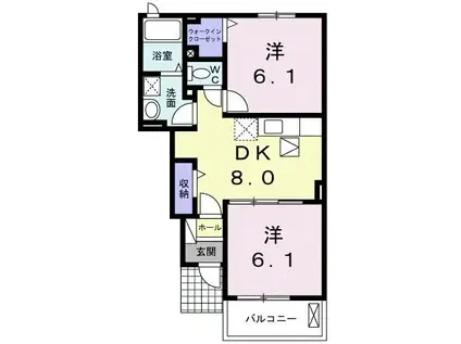 フォレスト サイド横山I(2DK/1階)の間取り写真
