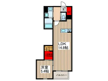 東川口HB(1LDK/1階)の間取り写真