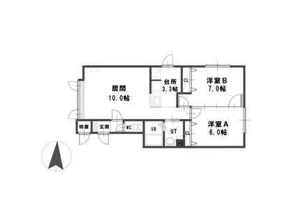 ルミエールエクセレント35B(2LDK/1階)の間取り写真
