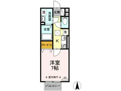 セジュール I(1K/1階)の間取り写真