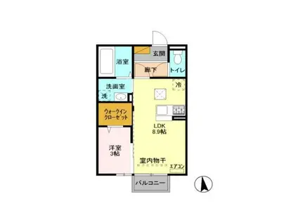 PUERARIA SAKURA I(1LDK/1階)の間取り写真