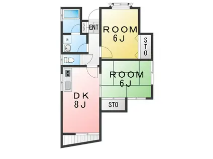 ピュアハウス(2DK/1階)の間取り写真