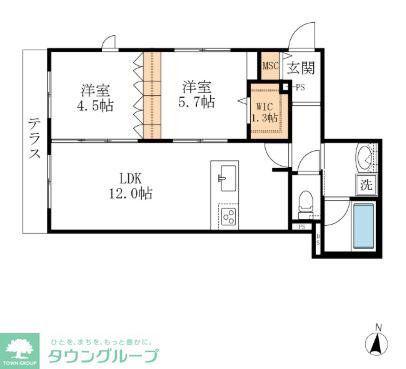 メゾン・ド・ファミーユ(2LDK/1階)の間取り写真