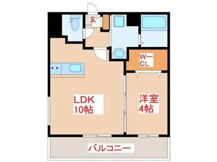 リアンシエルブルー鹿児島中央(1LDK/9階)の間取り写真