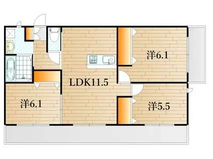 シャーメゾンイーハトーヴ(3LDK/3階)の間取り写真
