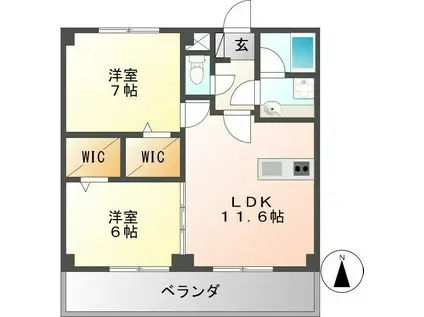 コーポM(2LDK/3階)の間取り写真