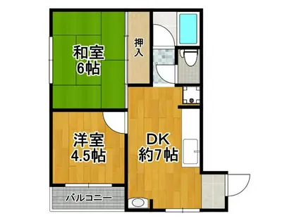 ル・ハイツ(2DK/2階)の間取り写真