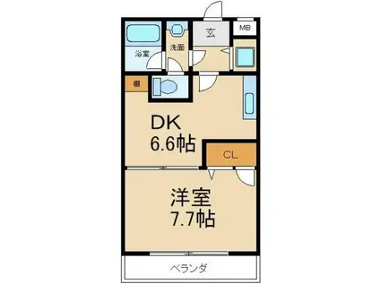 フジパレス池田(1DK/2階)の間取り写真