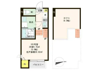 ハーモニーテラス西中田IV(1K/1階)の間取り写真