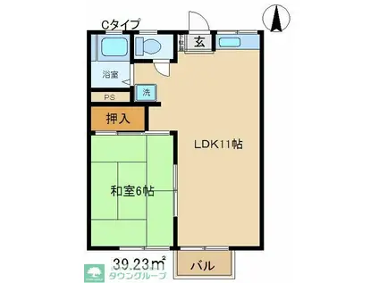 リトルバード(1LDK/2階)の間取り写真