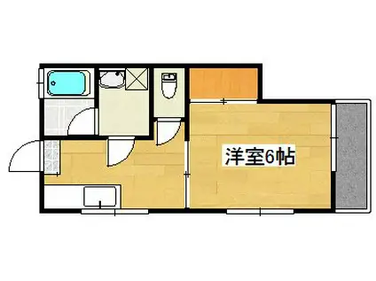 宝ハイツ B棟(1K/2階)の間取り写真