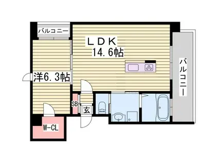 MAILLEUR(1LDK/4階)の間取り写真