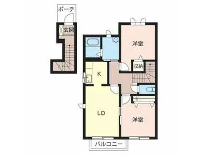 ウィンドコート(2LDK/2階)の間取り写真