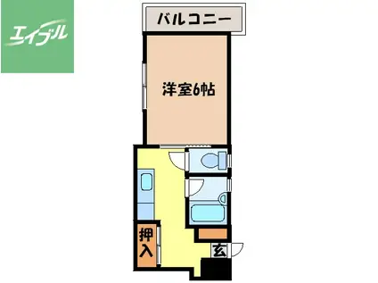 スカイポート南山手(1K/3階)の間取り写真