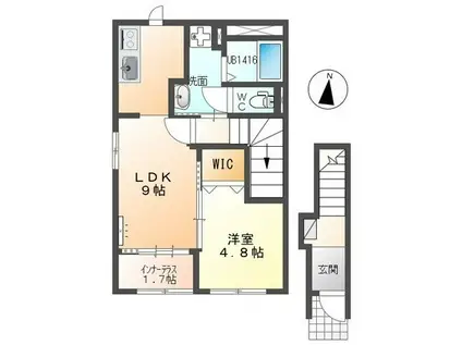 マ・グランX(1LDK/2階)の間取り写真