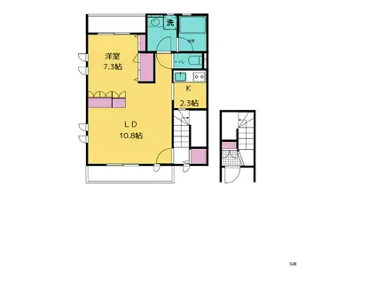 ミオ・ファミリア中町北棟(1LDK/2階)の間取り写真