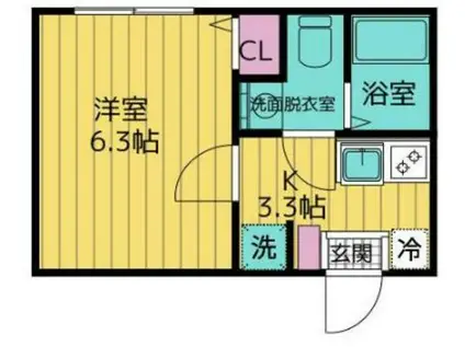 ベル・セゾン生田(1K/1階)の間取り写真