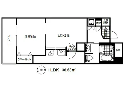 カトルセゾン(1LDK/10階)の間取り写真