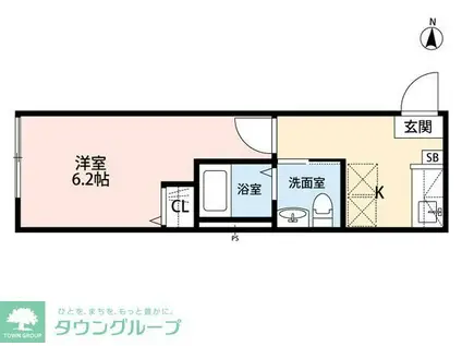 カーサ・フェリシア(1K/1階)の間取り写真