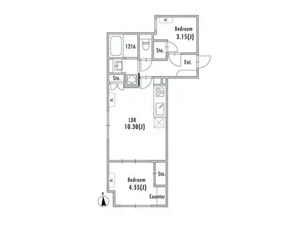グランパセオ大森2(2LDK/4階)の間取り写真