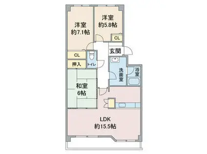 エスペランサII(3LDK/4階)の間取り写真