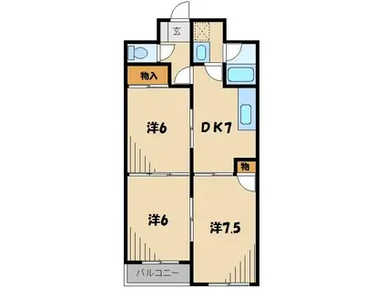 川越マンション(3DK/2階)の間取り写真