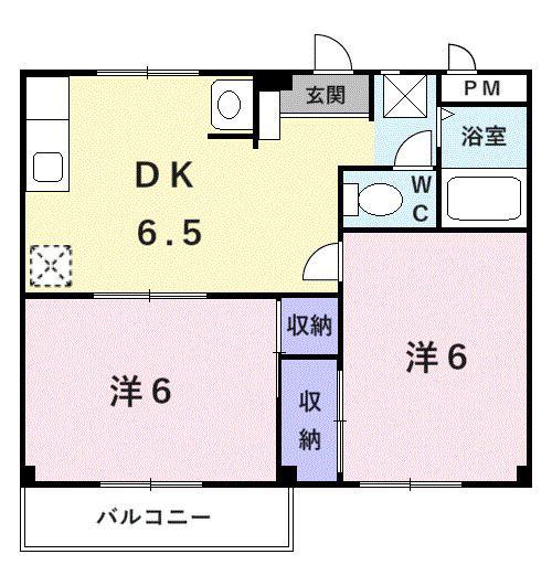 カーサ・タナカ(2DK/2階)の間取り写真