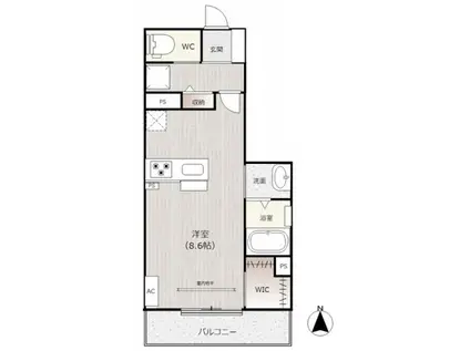 パティオ南方(1K/2階)の間取り写真