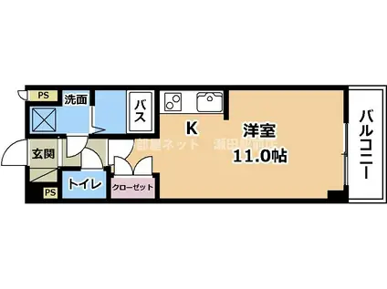 グランシャリオB棟(ワンルーム/1階)の間取り写真