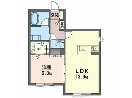 カーサ・リビエラウエスト(1LDK/1階)の間取り写真