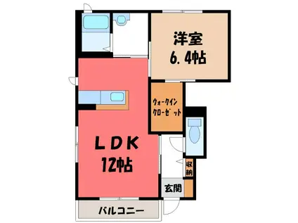 アルカンシエルA(1LDK/1階)の間取り写真