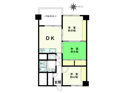 めじろ台コーポラス(3DK/3階)の間取り写真