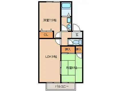 ガーディアンシャトーII(2LDK/1階)の間取り写真