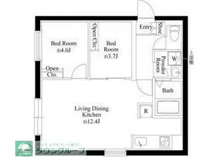 CASA PIAZZA 西日暮里(2LDK/1階)の間取り写真