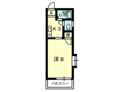 りぼん館・パート2(1K/2階)の間取り写真