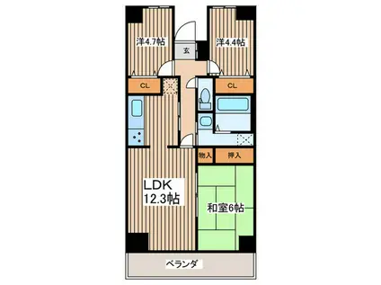 プロスペール谷塚二番館(3LDK/8階)の間取り写真